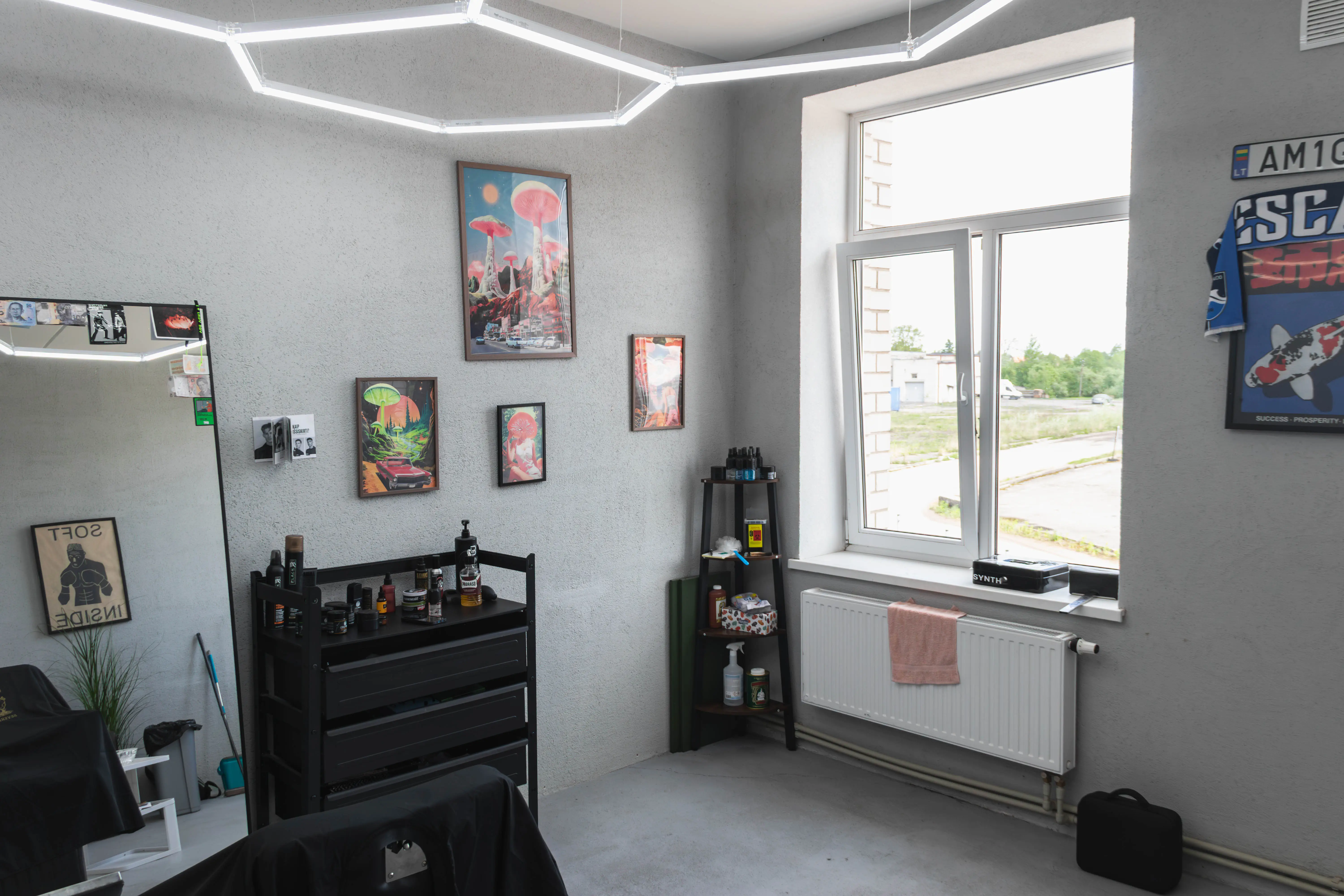 Vaizdas pro kirpyklos langą